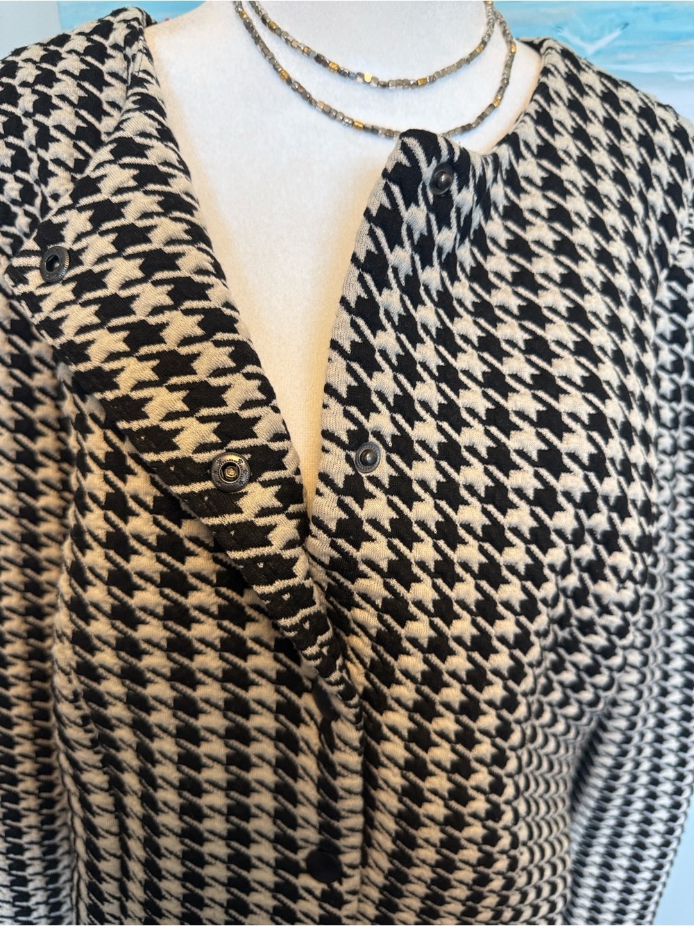 Gilli Black & Cream Houndstooth Button Jacket - Picture 3 of 7
